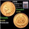 1868 Indian Cent 1c Graded au58 BY SEGS