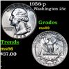 Image 1 : 1956-p Washington Quarter 25c Grades GEM+ Unc