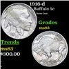 Image 1 : 1916-d Buffalo Nickel 5c Grades Select Unc