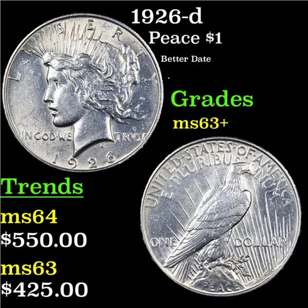 1926-d Peace Dollar $1 Grades Select+ Unc