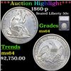 ***Auction Highlight*** 1860-p Seated Half Dollar 50c Graded ms64 BY SEGS (fc)