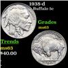 Image 1 : 1938-d Buffalo Nickel 5c Grades Select Unc