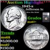 ***Auction Highlight*** 1945-s Jefferson Nickel 5c Graded ms67+ BY SEGS (fc)