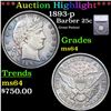 Image 1 : ***Auction Highlight*** 1893-p Barber Quarter 25c Graded ms64 By SEGS (fc)