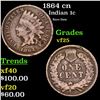 Image 1 : 1864 cn Indian Cent 1c Grades vf+