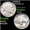 Image 1 : 1938-d Buffalo Nickel 5c Grades GEM Unc