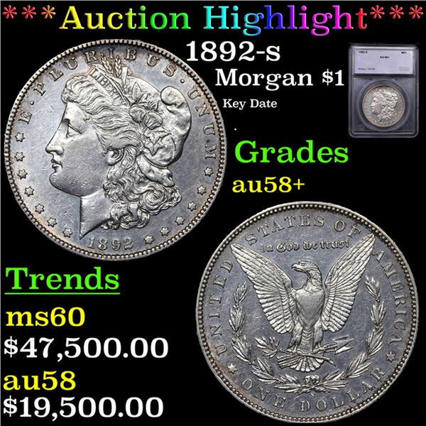***Auction Highlight*** 1892-s Morgan Dollar $1 Graded au58+ BY SEGS (fc)