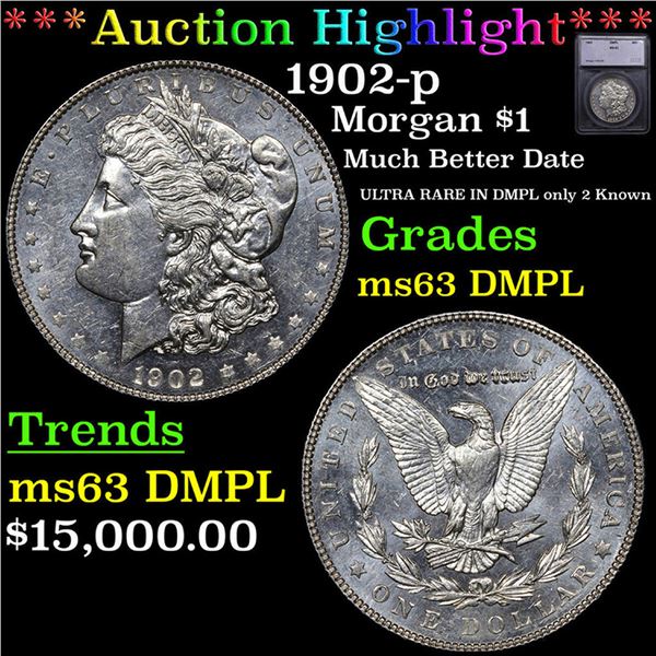 ***Auction Highlight*** 1902-p Morgan Dollar $1 Graded ms63 DMPL BY SEGS (fc)