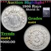 Image 1 : ***Auction Highlight*** 1866 Rays Shield Nickel 5c Grades Choice Unc By SEGS (fc)