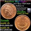 Image 1 : ***Auction Highlight*** PCGS 1877 Indian Cent Near TOP POP! 1c Graded ms65 rb CAC BY PCGS (fc)