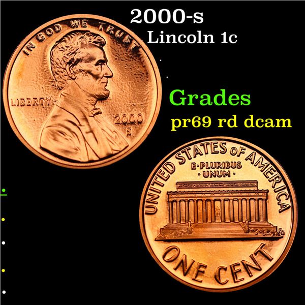 Proof 2000-s Lincoln Cent 1c Grades Gem++ Proof Red Deep cameo