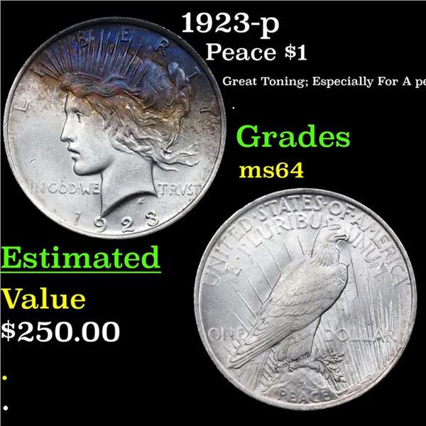 1923-p Peace Dollar $1 Grades Choice Unc