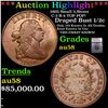 Image 1 : ***Auction Highlight*** 1805 Draped Bust Half Cent Small 5,Stems C-3 R-4 TOP POP! 1/2c Graded au58 B