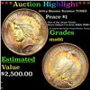 Image 1 : ***Auction Highlight*** 1923-p Peace Dollar Monster Rainbow TONED $1 Grades Gem+ Unc  (fc)