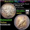 Image 1 : ***Auction Highlight*** 1928-p Peace Dollar Colorfully Toned $1 Graded ms64+ By SEGS (fc)