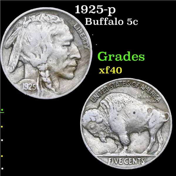 1925-p Buffalo Nickel 5c Grades xf