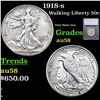 1918-s Walking Liberty Half Dollar 50c Graded au58 BY SEGS