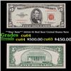 Image 1 : **Star Note** 1953A $5 Red Seal United States Note Grades Choice CU