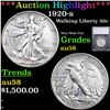***Auction Highlight*** 1920-s Walking Liberty Half Dollar 50c Graded au58 By SEGS (fc)
