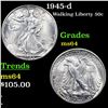 Image 1 : 1945-d Walking Liberty Half Dollar 50c Grades Choice Unc