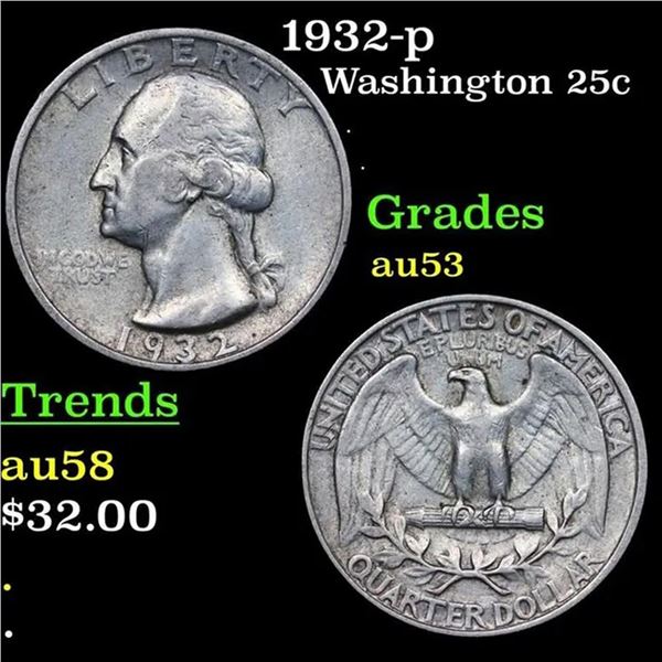 1932-p Washington Quarter 25c Grades Select AU