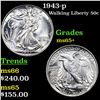 Image 1 : 1943-p Walking Liberty Half Dollar 50c Grades GEM+ Unc