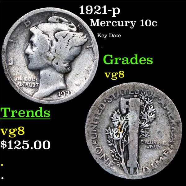 1921-p Mercury Dime 10c Grades vg, very good