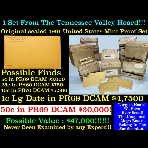 ***Auction Highlight*** Original sealed 1961 United States Mint Proof Set Set Tennessee Valley Hoard
