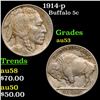 Image 1 : 1914-p Buffalo Nickel 5c Grades Select AU