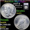 Image 1 : ***Auction Highlight*** 1927-d Peace Dollar $1 Graded ms63+ BY SEGS (fc)