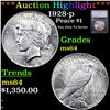 Image 1 : ***Auction Highlight*** 1928-p Peace Dollar $1 Graded ms64 BY SEGS (fc)