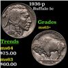 Image 1 : 1936-p Buffalo Nickel 5c Grades Select+ Unc