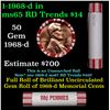 Image 1 : Shotgun Lincoln 1c roll, 1968-d 50 pcs Original Bank Wrapper.
