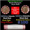 Image 1 : Mixed small cents 1c orig shotgun roll, 1916-p Lincoln Cent, 1919-p Lincoln Centother end, Bank Wrap