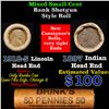 Image 1 : Mixed small cents 1c orig shotgun roll, 1918-S Wheat Cent, 1897 Indian Cent other end, Brinks Wrappe