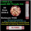 Image 1 : Shotgun Lincoln 1c roll, 1959-d 50 pcs Original Bank Wrapper.