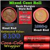 Image 1 : Mixed small cents 1c orig shotgun roll, 1918-p Lincoln Cent, 1926-p Lincoln Cent other end, Coca Col