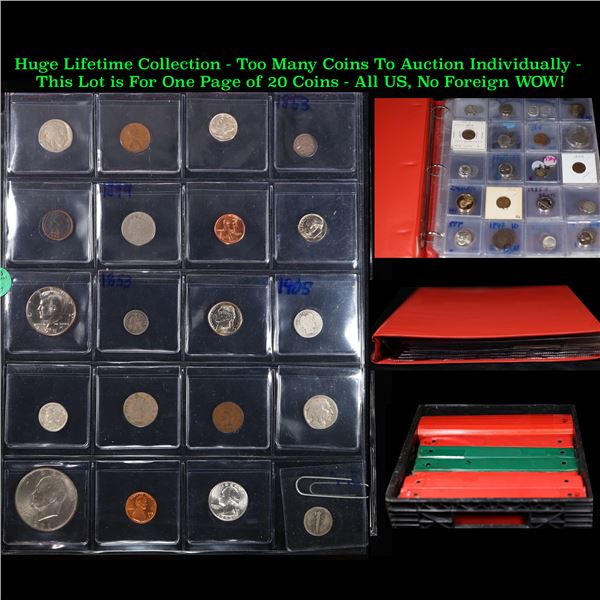 Huge Liifetime Collection - Too Many Coins To Auction Individually - This Lot is For One Page of 20 