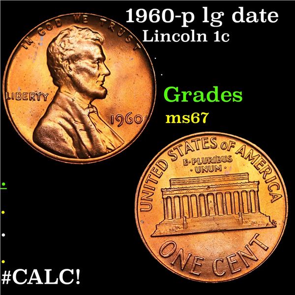 1960-p lg date Lincoln Cent 1c Grades GEM++ Unc