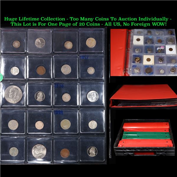 Huge Liifetime Collection - Too Many Coins To Auction Individually - This Lot is For One Page of 20 