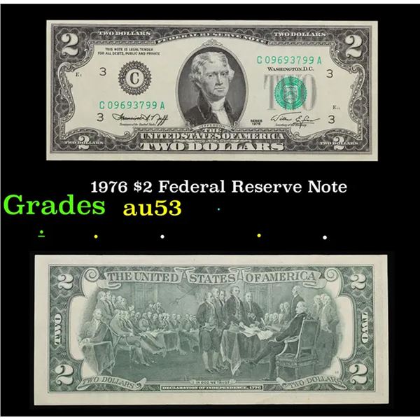 1976 $2 Federal Reserve Note Grades Select AU