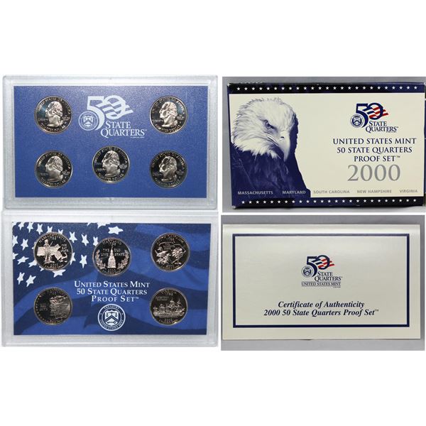 2000 United States Quarters Proof Set. 5 Coins Inside!