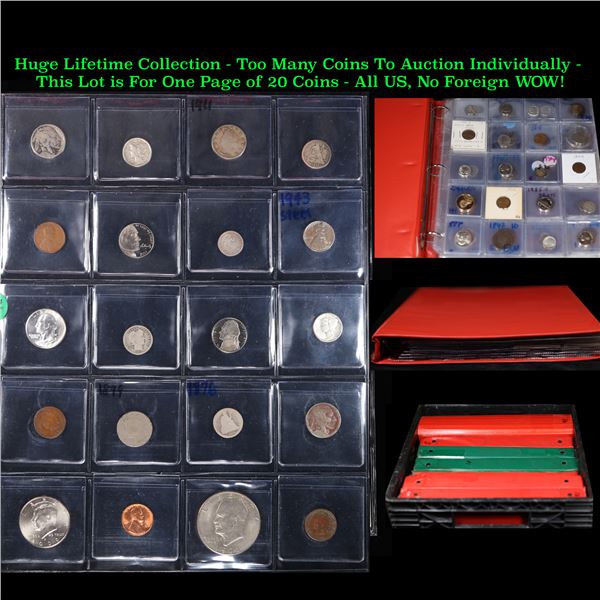Huge Liifetime Collection - Too Many Coins To Auction Individually - This Lot is For One Page of 20 