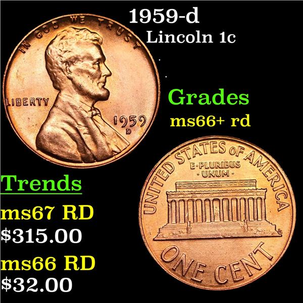 1959-d Lincoln Cent 1c Grades GEM++ RD