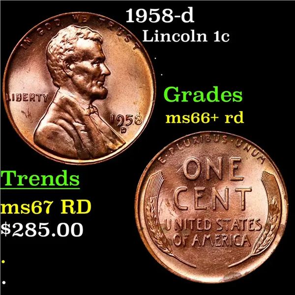 1958-d Lincoln Cent 1c Grades GEM++ RD
