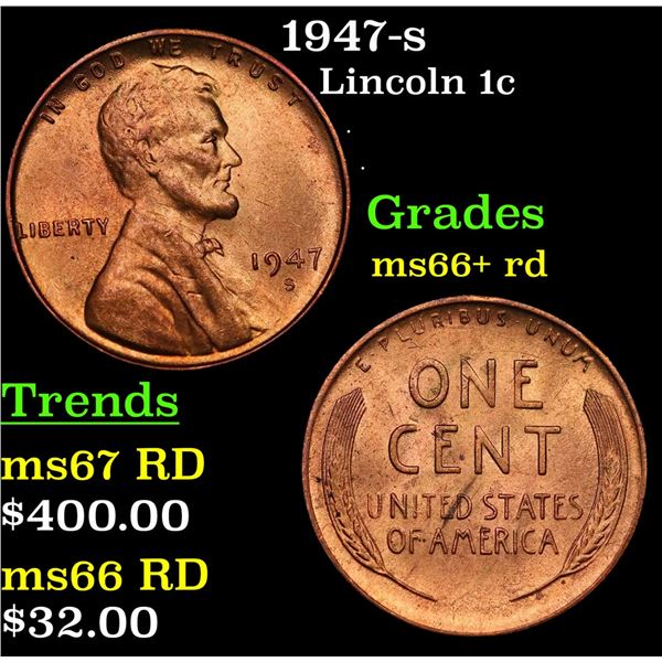 1947-s Lincoln Cent 1c Grades GEM++ RD