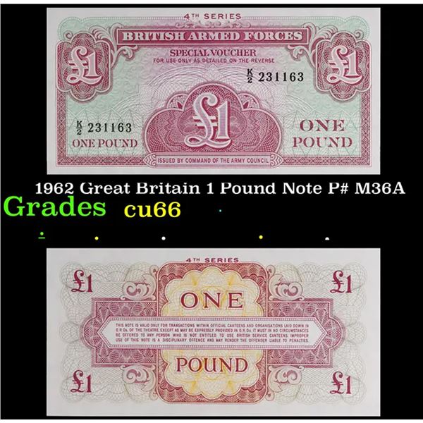 1962 Great Britain 1 Pound Note P# M36A Grades Gem+ CU