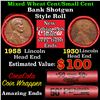 Mixed small cents 1c orig shotgun roll, 1958-p Lincoln Cent, 1930-p Lincoln Cent other end, Coca-Col