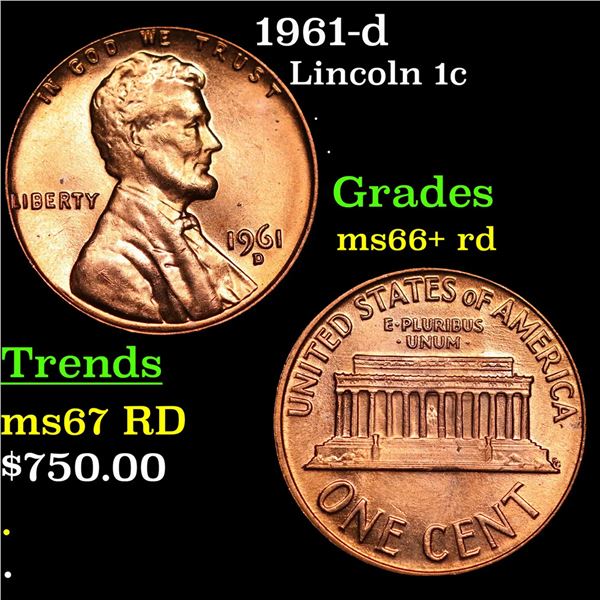 1961-d Lincoln Cent 1c Grades GEM++ RD