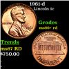 1961-d Lincoln Cent 1c Grades GEM++ RD